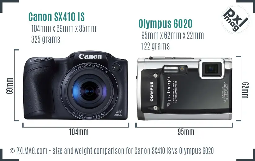 Canon SX410 IS vs Olympus 6020 size comparison Canon SX410 IS vs Olympus 6020 size comparison