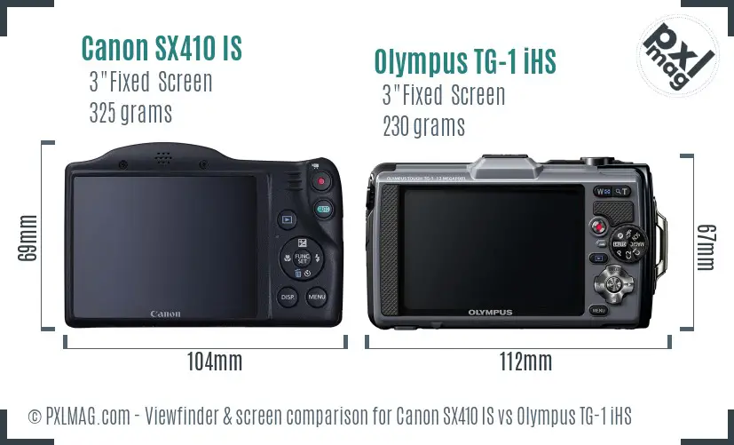 Canon SX410 IS vs Olympus TG-1 iHS Screen and Viewfinder comparison Canon SX410 IS vs Olympus TG-1 iHS Screen and Viewfinder comparison
