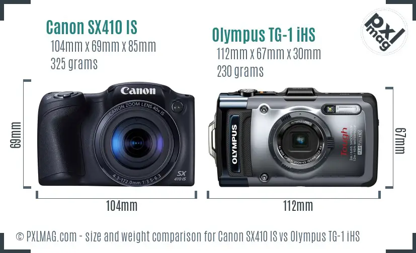 Canon SX410 IS vs Olympus TG-1 iHS size comparison Canon SX410 IS vs Olympus TG-1 iHS size comparison