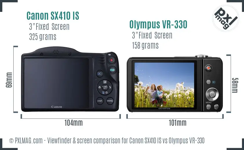 Canon SX410 IS vs Olympus VR-330 Screen and Viewfinder comparison Canon SX410 IS vs Olympus VR-330 Screen and Viewfinder comparison