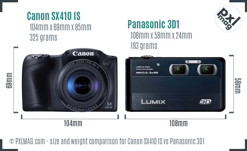 Canon SX410 IS vs Panasonic 3D1 size comparison Canon SX410 IS vs Panasonic 3D1 size comparison