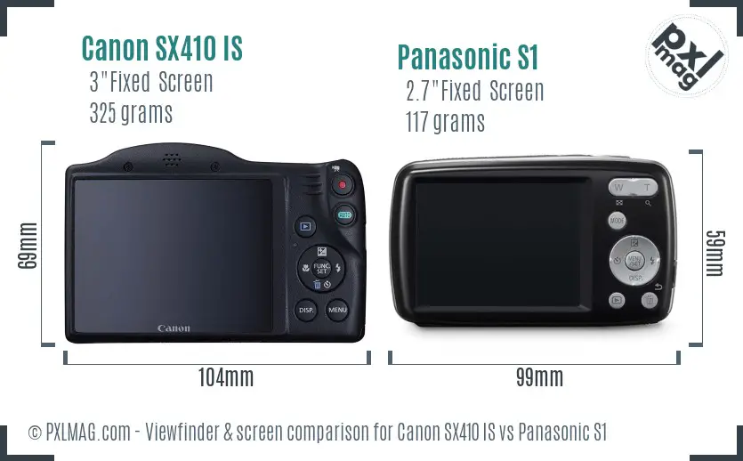 Canon SX410 IS vs Panasonic S1 Screen and Viewfinder comparison