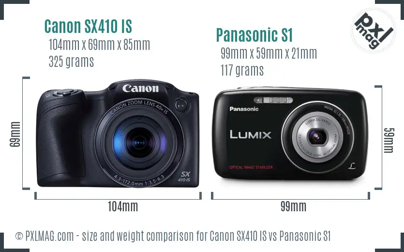 Canon SX410 IS vs Panasonic S1 size comparison