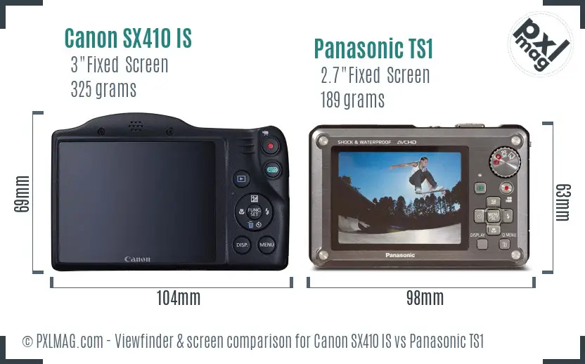 Canon SX410 IS vs Panasonic TS1 Screen and Viewfinder comparison