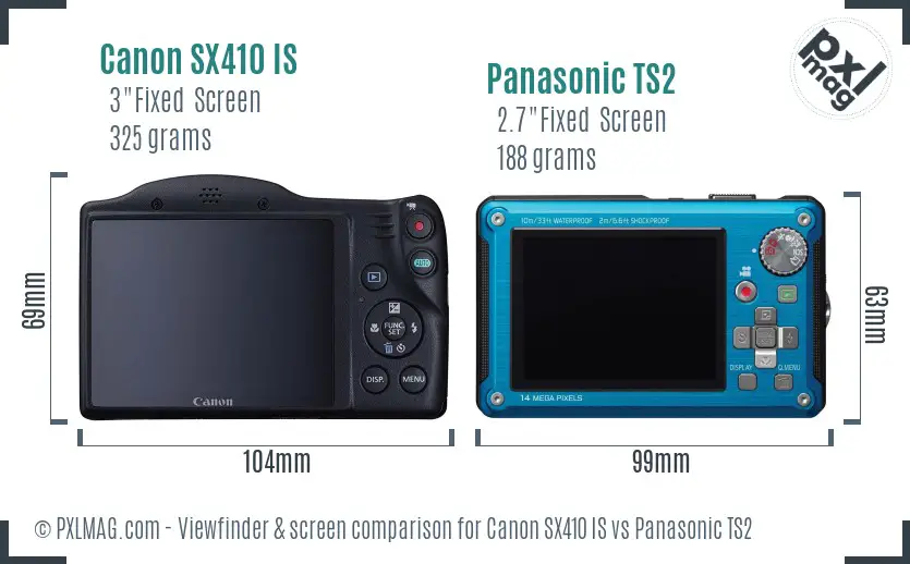 Canon SX410 IS vs Panasonic TS2 Screen and Viewfinder comparison
