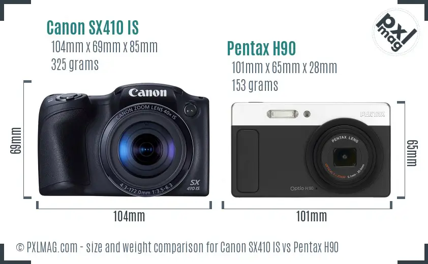 Canon SX410 IS vs Pentax H90 size comparison Canon SX410 IS vs Pentax H90 size comparison