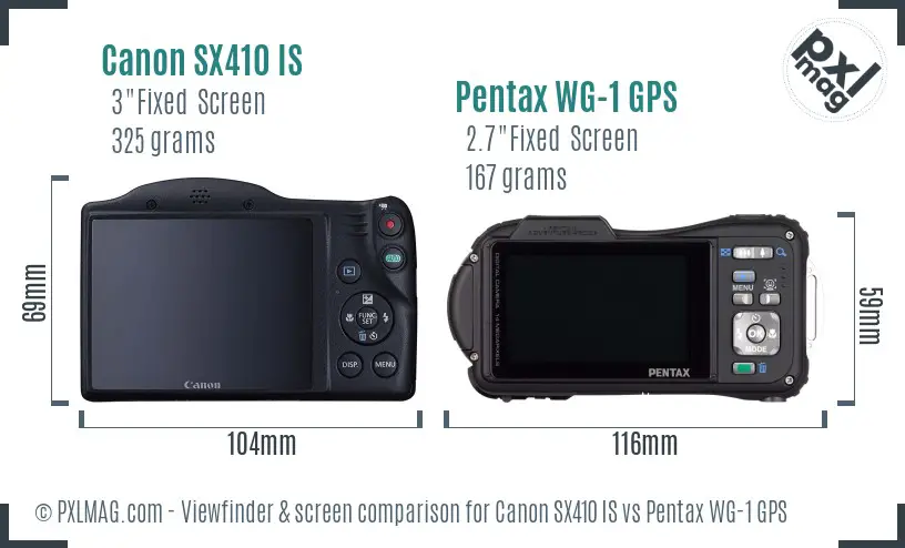 Canon SX410 IS vs Pentax WG-1 GPS Screen and Viewfinder comparison Canon SX410 IS vs Pentax WG-1 GPS Screen and Viewfinder comparison