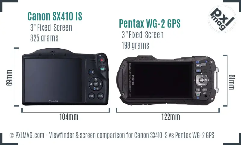 Canon SX410 IS vs Pentax WG-2 GPS Screen and Viewfinder comparison