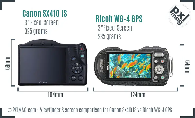 Canon SX410 IS vs Ricoh WG-4 GPS Screen and Viewfinder comparison