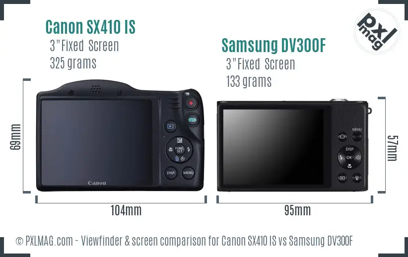 Canon SX410 IS vs Samsung DV300F Screen and Viewfinder comparison Canon SX410 IS vs Samsung DV300F Screen and Viewfinder comparison