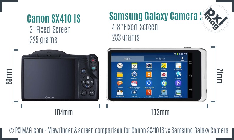 Canon SX410 IS vs Samsung Galaxy Camera 2 Screen and Viewfinder comparison