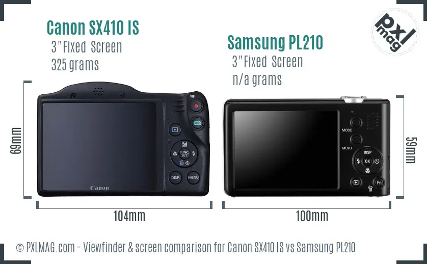 Canon SX410 IS vs Samsung PL210 Screen and Viewfinder comparison Canon SX410 IS vs Samsung PL210 Screen and Viewfinder comparison