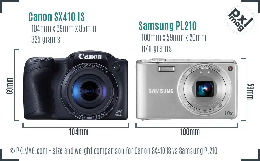 Canon SX410 IS vs Samsung PL210 size comparison Canon SX410 IS vs Samsung PL210 size comparison