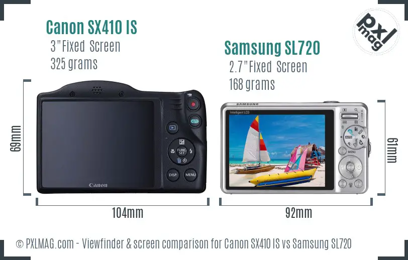 Canon SX410 IS vs Samsung SL720 Screen and Viewfinder comparison Canon SX410 IS vs Samsung SL720 Screen and Viewfinder comparison