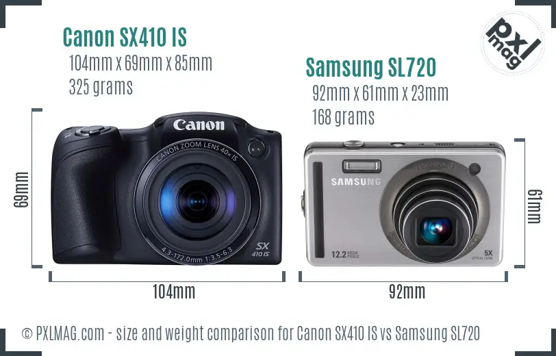Canon SX410 IS vs Samsung SL720 size comparison Canon SX410 IS vs Samsung SL720 size comparison