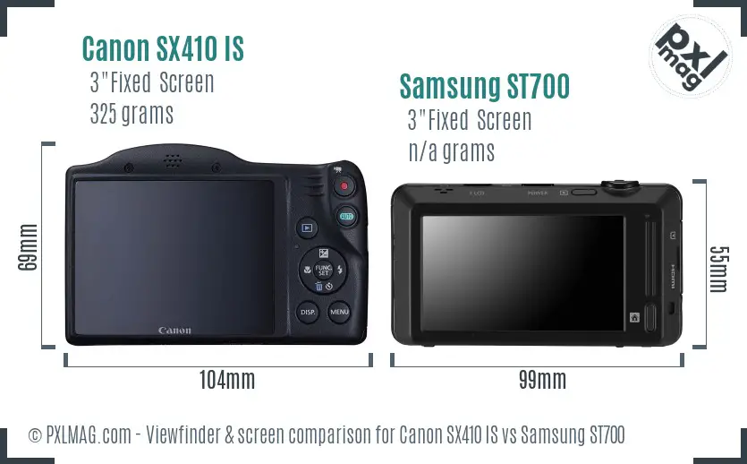 Canon SX410 IS vs Samsung ST700 Screen and Viewfinder comparison Canon SX410 IS vs Samsung ST700 Screen and Viewfinder comparison