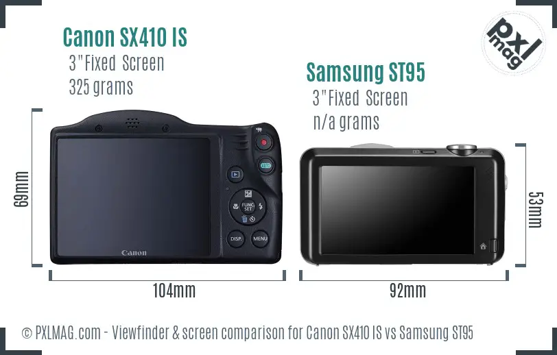 Canon SX410 IS vs Samsung ST95 Screen and Viewfinder comparison Canon SX410 IS vs Samsung ST95 Screen and Viewfinder comparison