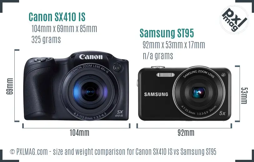 Canon SX410 IS vs Samsung ST95 size comparison Canon SX410 IS vs Samsung ST95 size comparison