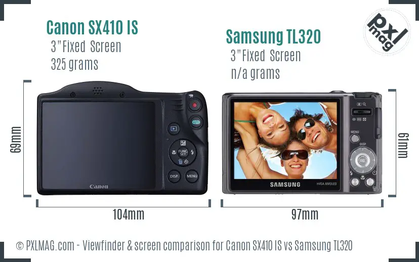 Canon SX410 IS vs Samsung TL320 Screen and Viewfinder comparison