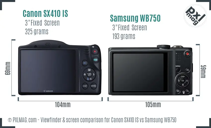 Canon SX410 IS vs Samsung WB750 Screen and Viewfinder comparison Canon SX410 IS vs Samsung WB750 Screen and Viewfinder comparison