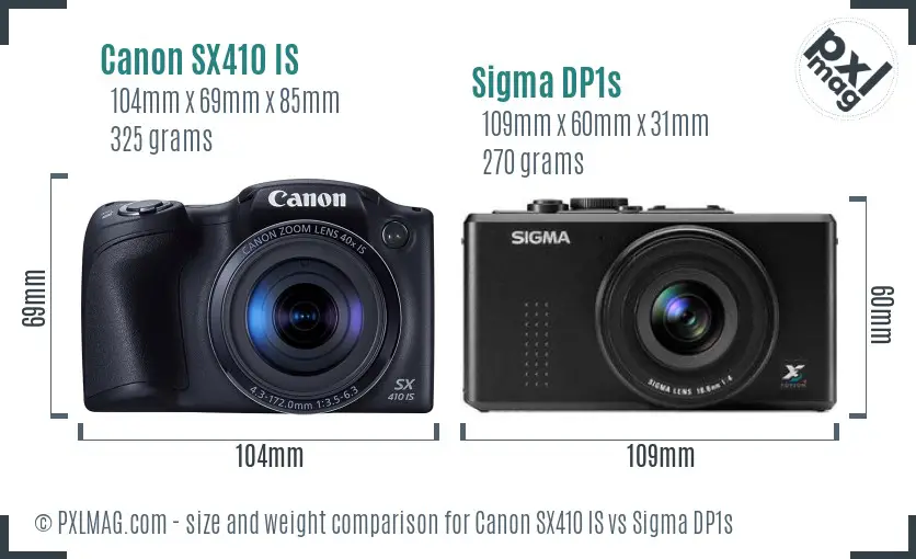 Canon SX410 IS vs Sigma DP1s size comparison