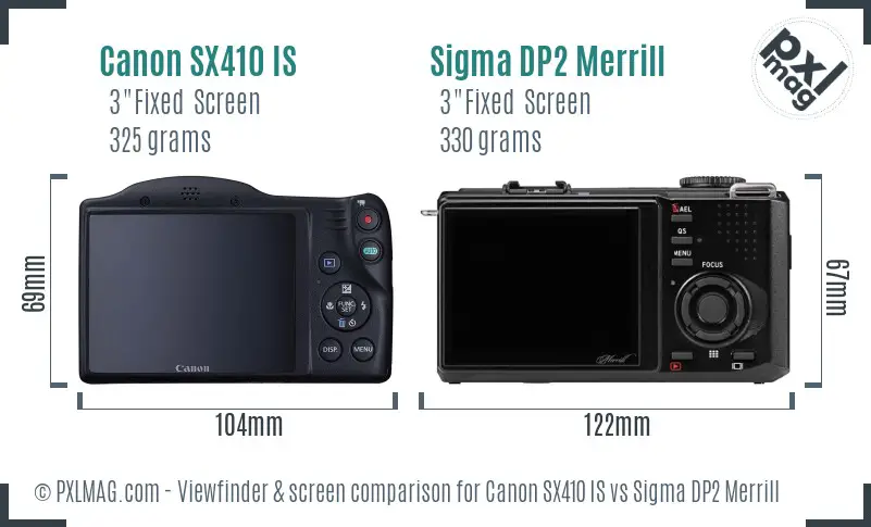 Canon SX410 IS vs Sigma DP2 Merrill Screen and Viewfinder comparison Canon SX410 IS vs Sigma DP2 Merrill Screen and Viewfinder comparison