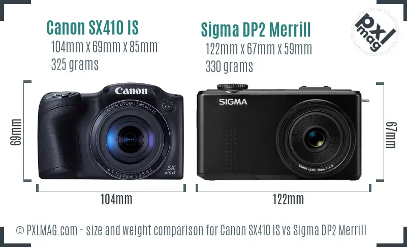 Canon SX410 IS vs Sigma DP2 Merrill size comparison Canon SX410 IS vs Sigma DP2 Merrill size comparison