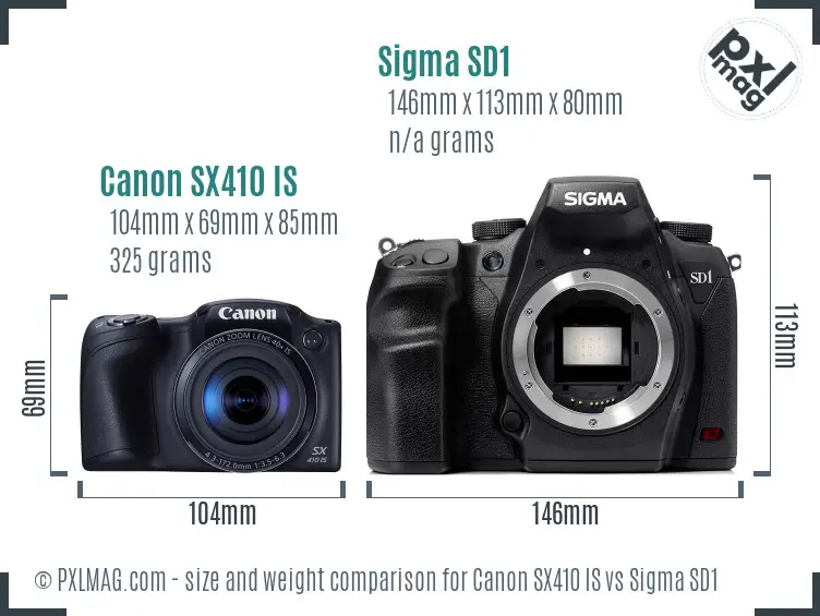 Canon SX410 IS vs Sigma SD1 size comparison Canon SX410 IS vs Sigma SD1 size comparison