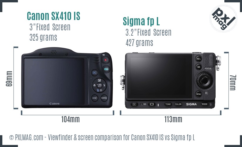 Canon SX410 IS vs Sigma fp L Screen and Viewfinder comparison