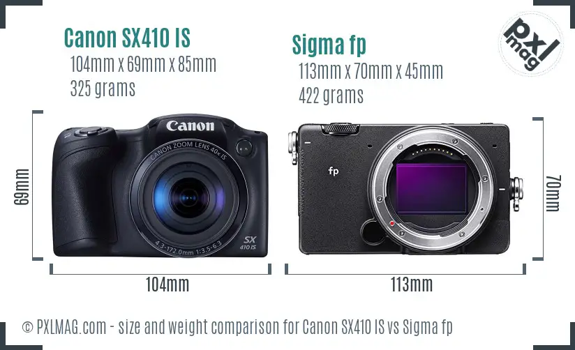 Canon SX410 IS vs Sigma fp size comparison Canon SX410 IS vs Sigma fp size comparison