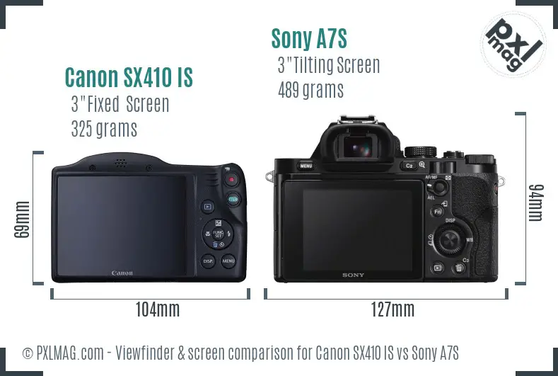 Canon SX410 IS vs Sony A7S Screen and Viewfinder comparison Canon SX410 IS vs Sony A7S Screen and Viewfinder comparison