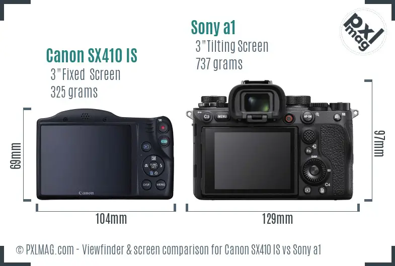 Canon SX410 IS vs Sony a1 Screen and Viewfinder comparison Canon SX410 IS vs Sony a1 Screen and Viewfinder comparison