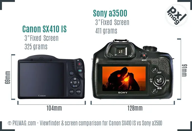 Canon SX410 IS vs Sony a3500 Screen and Viewfinder comparison Canon SX410 IS vs Sony a3500 Screen and Viewfinder comparison