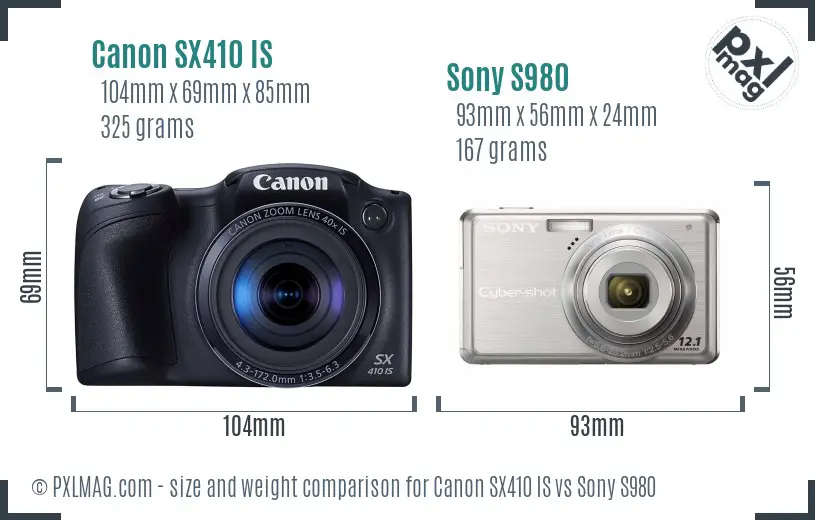 Canon SX410 IS vs Sony S980 size comparison Canon SX410 IS vs Sony S980 size comparison