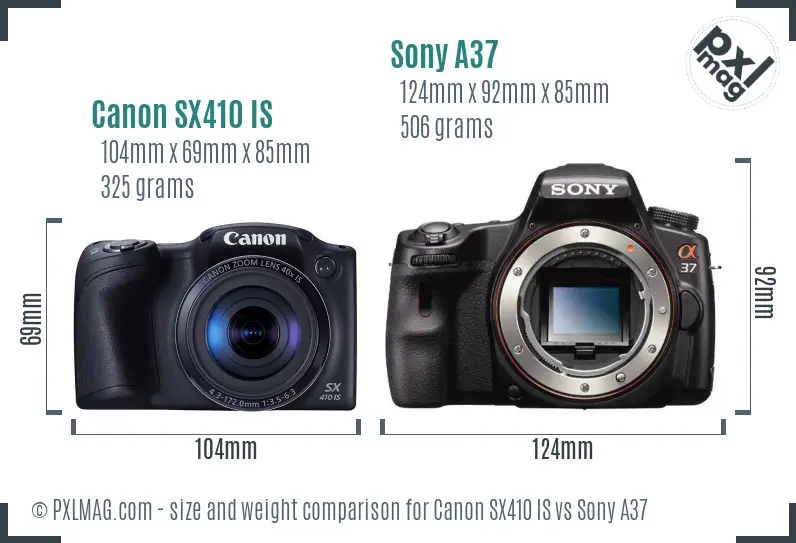 Canon SX410 IS vs Sony A37 size comparison Canon SX410 IS vs Sony A37 size comparison