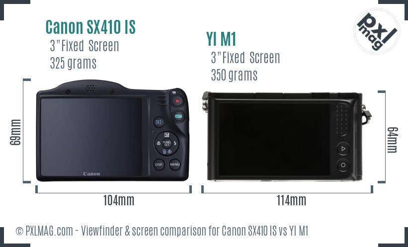 Canon SX410 IS vs YI M1 Screen and Viewfinder comparison