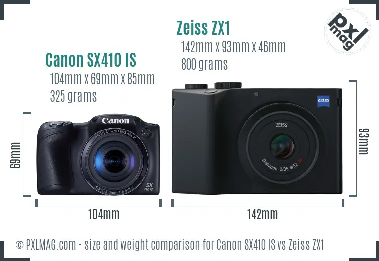 Canon SX410 IS vs Zeiss ZX1 size comparison Canon SX410 IS vs Zeiss ZX1 size comparison