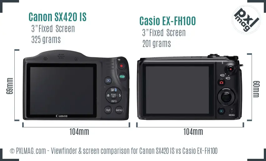 Canon SX420 IS vs Casio EX-FH100 Screen and Viewfinder comparison Canon SX420 IS vs Casio EX-FH100 Screen and Viewfinder comparison