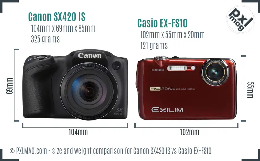 Canon SX420 IS vs Casio EX-FS10 size comparison Canon SX420 IS vs Casio EX-FS10 size comparison