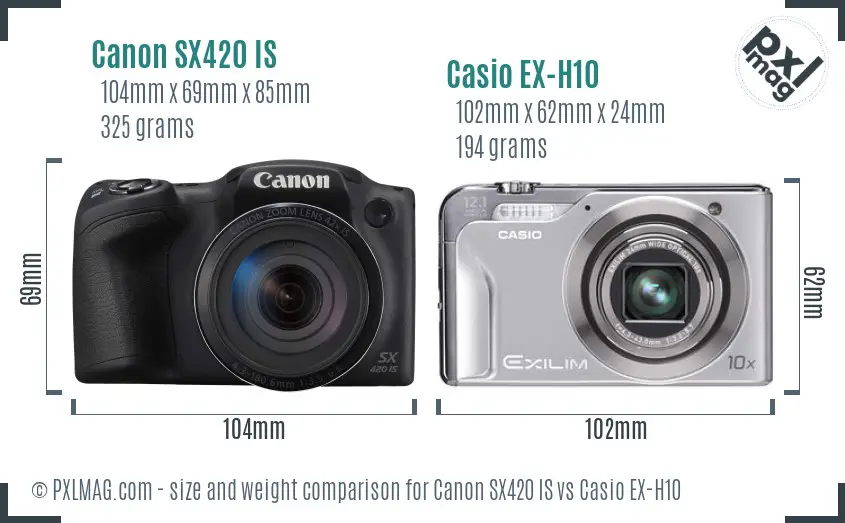 Canon SX420 IS vs Casio EX-H10 size comparison Canon SX420 IS vs Casio EX-H10 size comparison