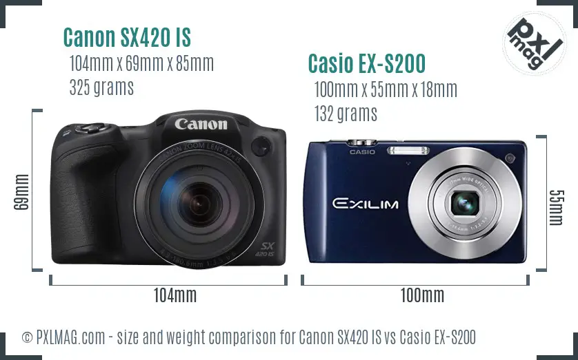 Canon SX420 IS vs Casio EX-S200 size comparison