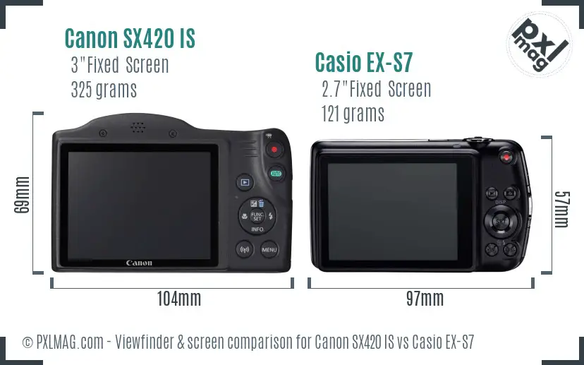 Canon SX420 IS vs Casio EX-S7 Screen and Viewfinder comparison