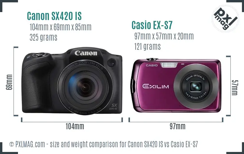 Canon SX420 IS vs Casio EX-S7 size comparison