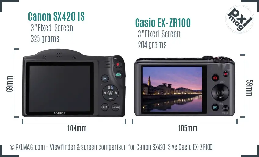 Canon SX420 IS vs Casio EX-ZR100 Screen and Viewfinder comparison