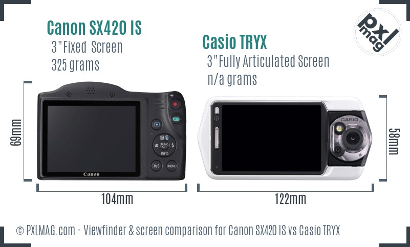 Canon SX420 IS vs Casio TRYX Screen and Viewfinder comparison
