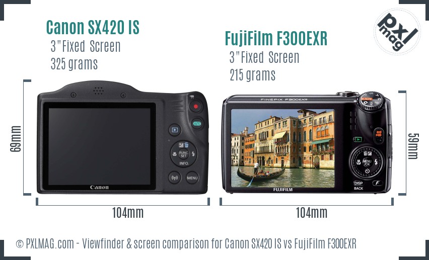 Canon SX420 IS vs FujiFilm F300EXR Screen and Viewfinder comparison