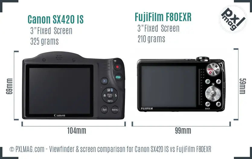 Canon SX420 IS vs FujiFilm F80EXR Screen and Viewfinder comparison Canon SX420 IS vs FujiFilm F80EXR Screen and Viewfinder comparison