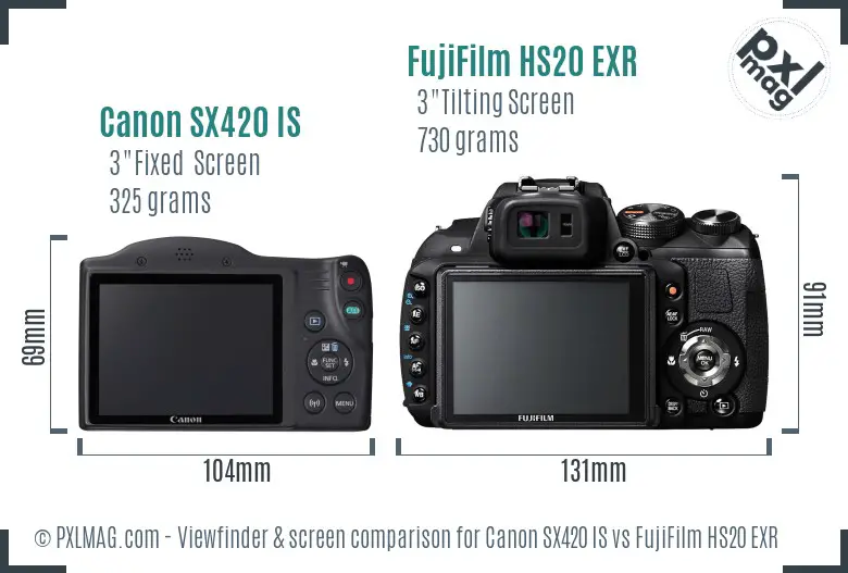 Canon SX420 IS vs FujiFilm HS20 EXR Screen and Viewfinder comparison