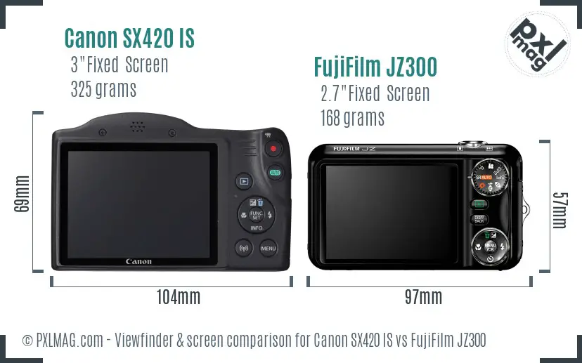Canon SX420 IS vs FujiFilm JZ300 Screen and Viewfinder comparison Canon SX420 IS vs FujiFilm JZ300 Screen and Viewfinder comparison