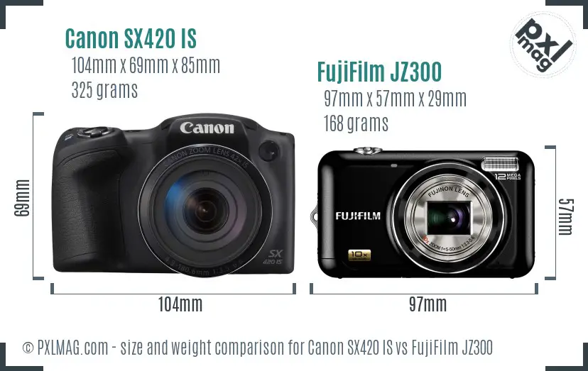 Canon SX420 IS vs FujiFilm JZ300 size comparison Canon SX420 IS vs FujiFilm JZ300 size comparison